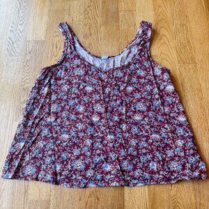 Old Navy Burgundy Floral Tank Top Size Small